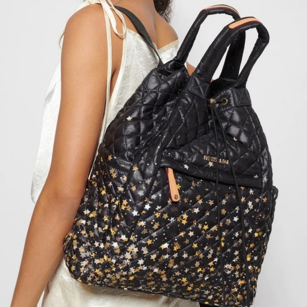 MZ Wallace Black and Gold Star Backpack
